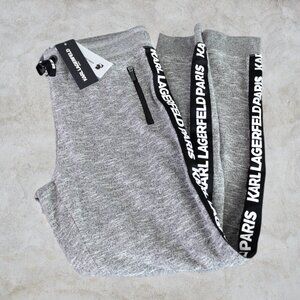Karl Lagerfeld Paris NWT Gray & Black Joggers Name Along Side of Both Legs